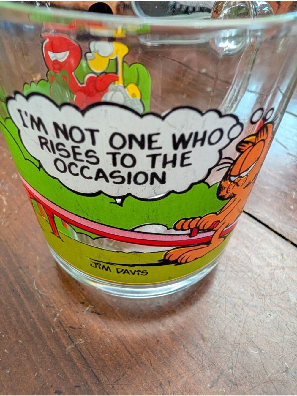 Garfield "Im Not One Who Rises To The Occasion" 1978 McDonalds Glass Mug